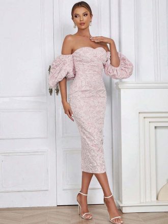 Pink balloon sleeve dress