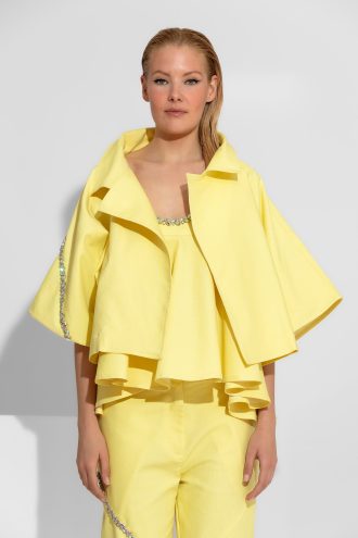 Oversized Jacket Με 3/4 Μανίκια Κεντημένα Με Κρύσταλλα