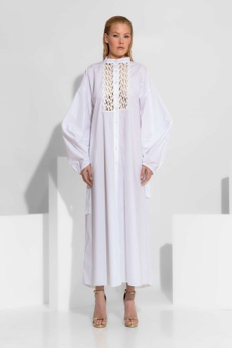 Μακρύ Πουκάμισο-Φόρεμα με δαντέλα εμπρός