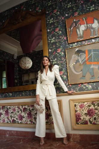 Carey Jacquard Ecru Suit