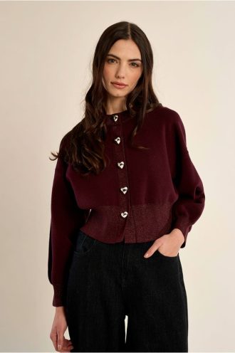 Cardigan, heart-shaped buttons